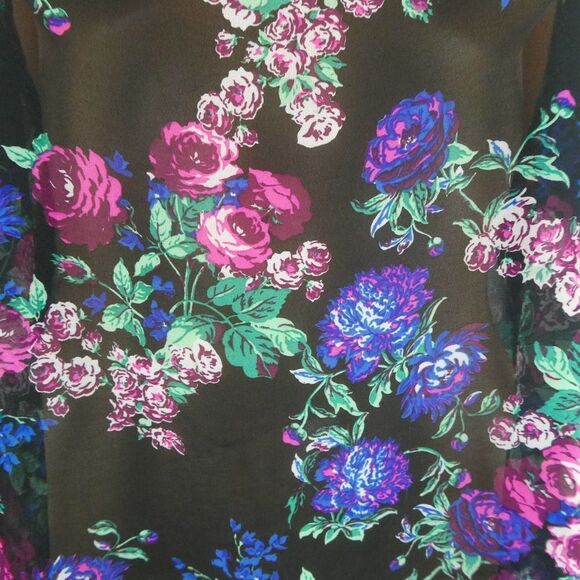 Torrid Black Floral Semi Sheer Hi Low Tank Top Blouse Sleeveless Pink Blue Tunic - Picture 5 of 10